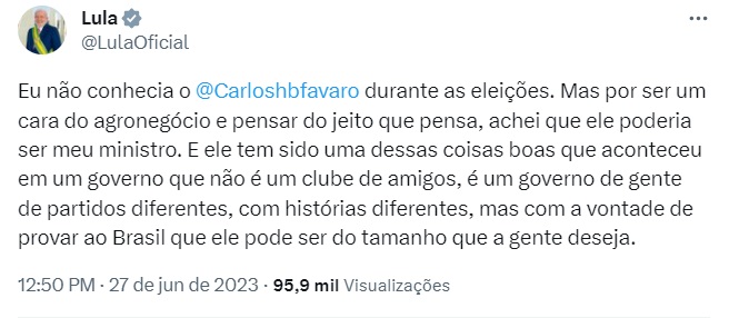 tweet Lula
